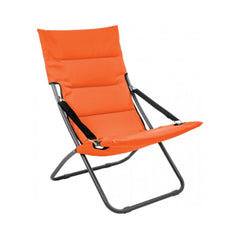 Scaun de terasa/gradina tip sezlong, portocaliu, din otel si poliester
