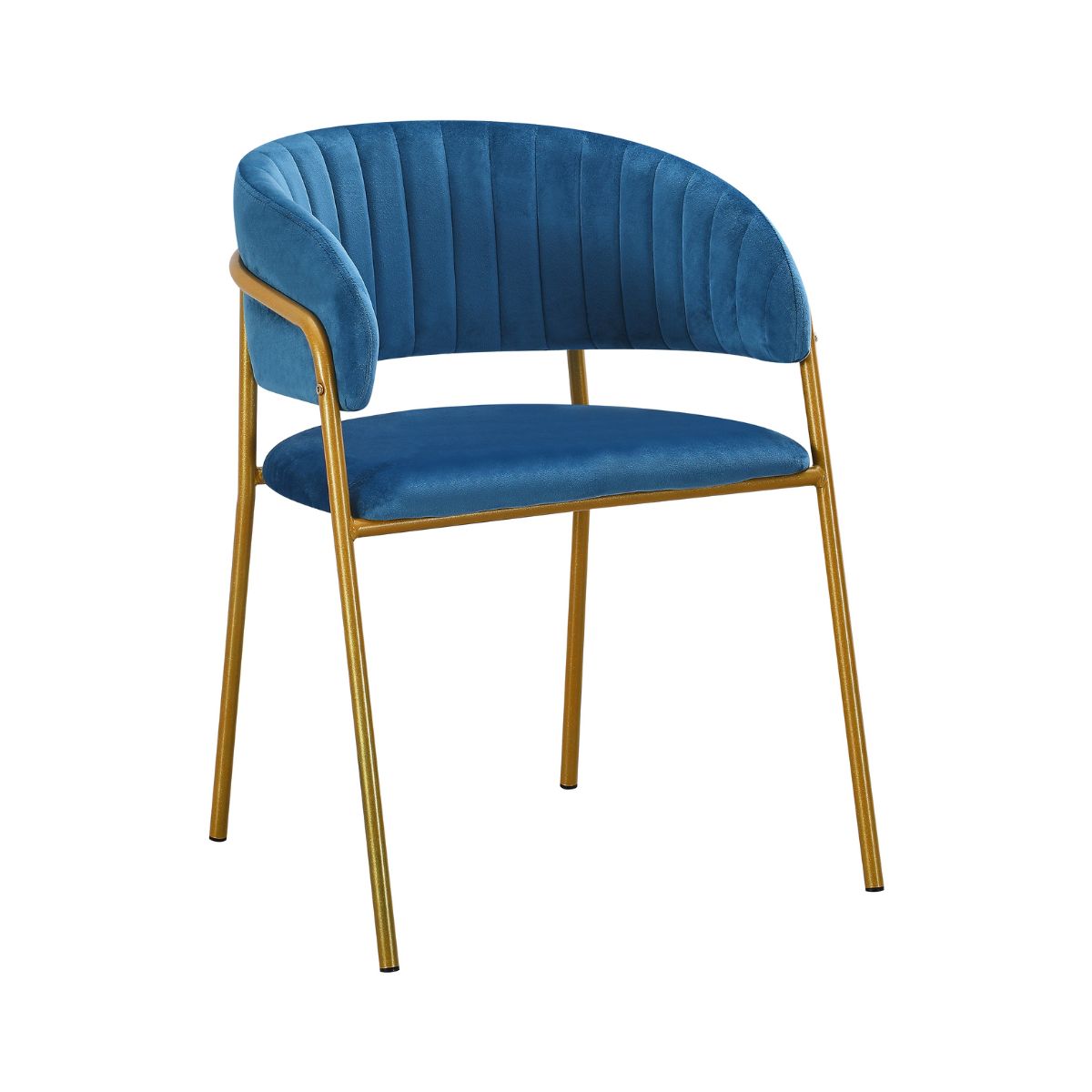 Scaun de living albastru din catifea poliester si metal Golden Gala, 1, hectarul.ro