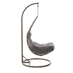 Scaun suspendat din ratan, tip balansoar, maro/gri, 95Χ110Χ200 cm