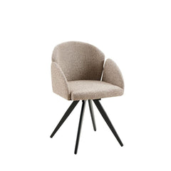 Scaun dining rotativ, bej , tapiserie textil si cadru metalic, 60x84x61 cm Noran DC53