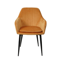 Scaun dining, ocru, tapiserie catifea si cadru metalic, fix, 60x84x61 cm