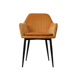 Scaun dining, ocru, tapiserie catifea si cadru metalic, fix, 60x84x61 cm