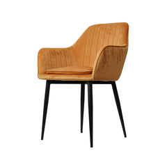 Scaun dining, ocru, tapiserie catifea si cadru metalic, fix, 60x84x61 cm