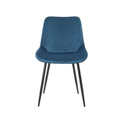 Pachet 3+1 Scaun dining albastru cu cadru metalic fix si sezut textil Lisse A866 HARO