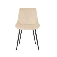 Scaun dining bej cu cadru metalic fix si sezut textil, 60x60x80 cm, Lisse A866 HARO