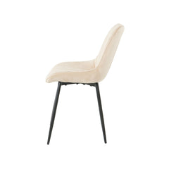 Scaun dining bej cu cadru metalic fix si sezut textil, 60x60x80 cm, Lisse A866 HARO