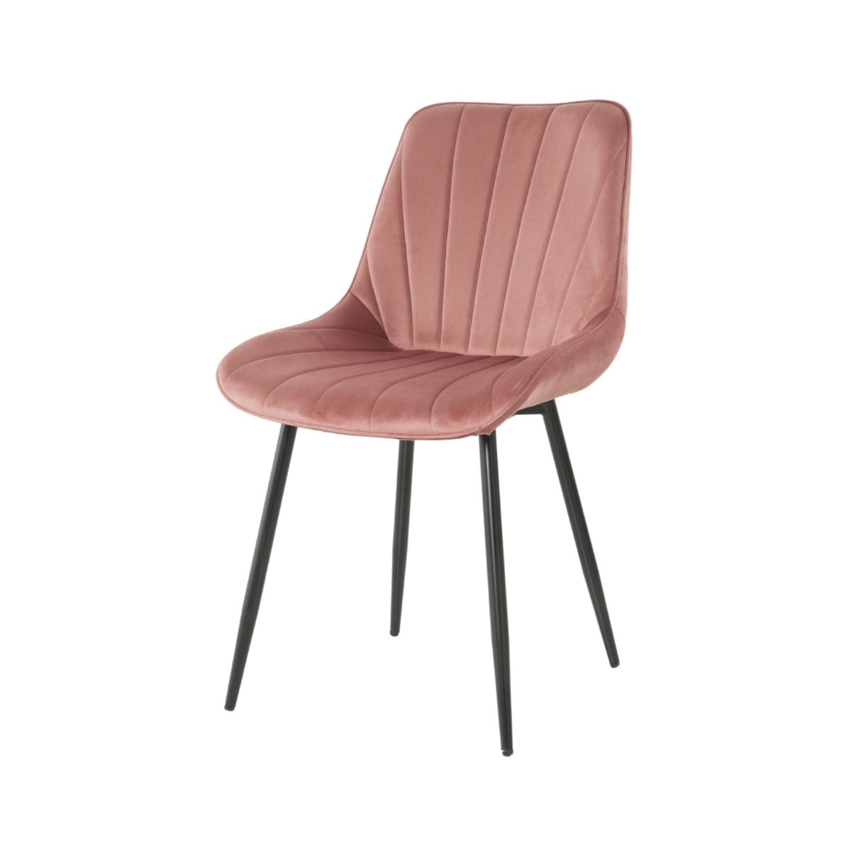 Scaun dining roz prafuit cu cadru metalic fix si sezut textil, 60x60x80 cm, Lisse A866 HARO, 1, hectarul.ro