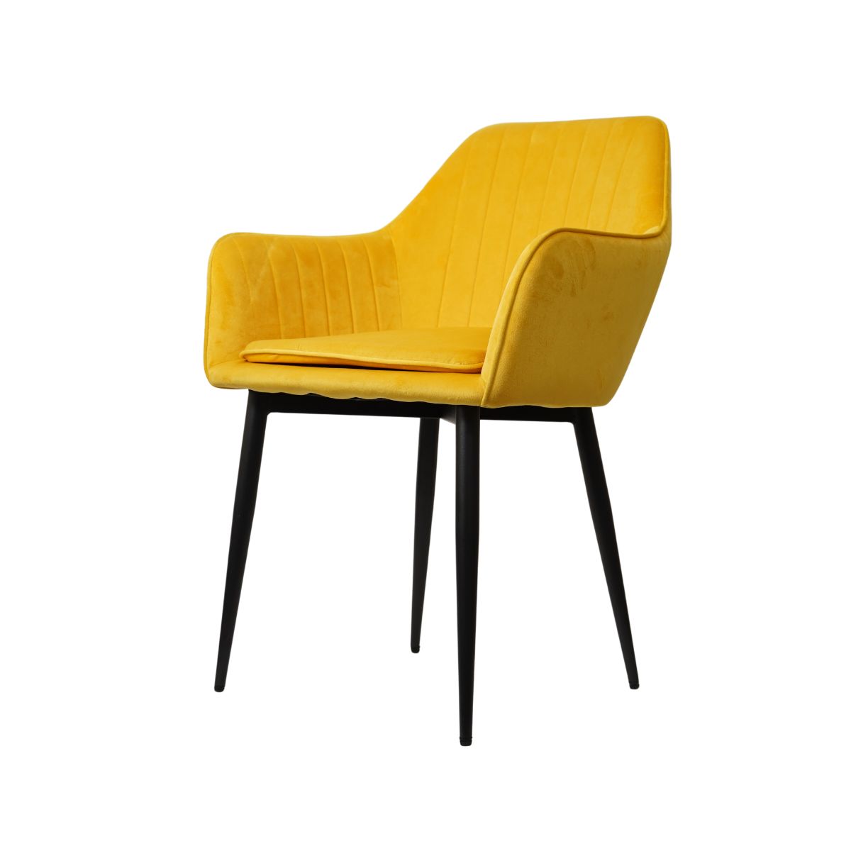 Pachet 3+1 Scaun living galben din catifea poliester si metal, fix, CH01 G062-20, 1, hectarul.ro