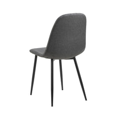 Scaun dining gri inchis din textil si metal Celia Actona