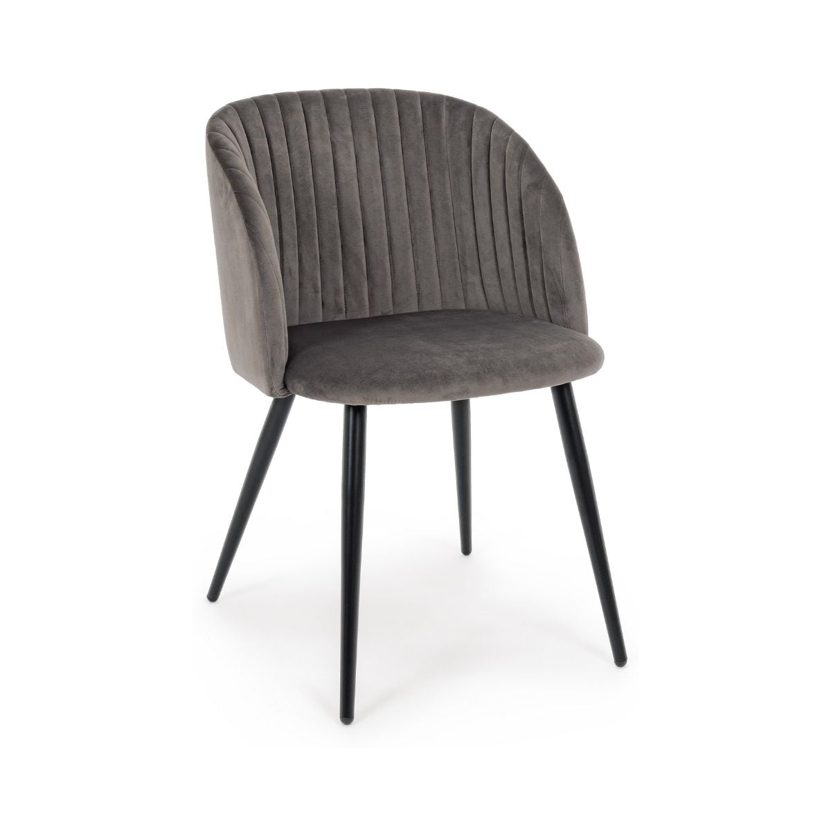 Scaun dining gri/negru din catifea poliester si otel Queen Bizzotto, 1, hectarul.ro