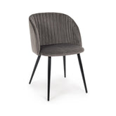 Hectarul - Scaun dining gri/negru din catifea poliester si otel Queen Bizzotto