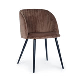 Hectarul - Scaun dining maro-ruginiu/negru din catifea poliester si otel Queen Bizzotto