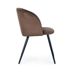 Scaun dining maro-ruginiu/negru din catifea poliester si otel Queen Bizzotto
