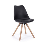Hectarul - Scaun dining negru din piele sintetica si lemn New trend Bizzotto
