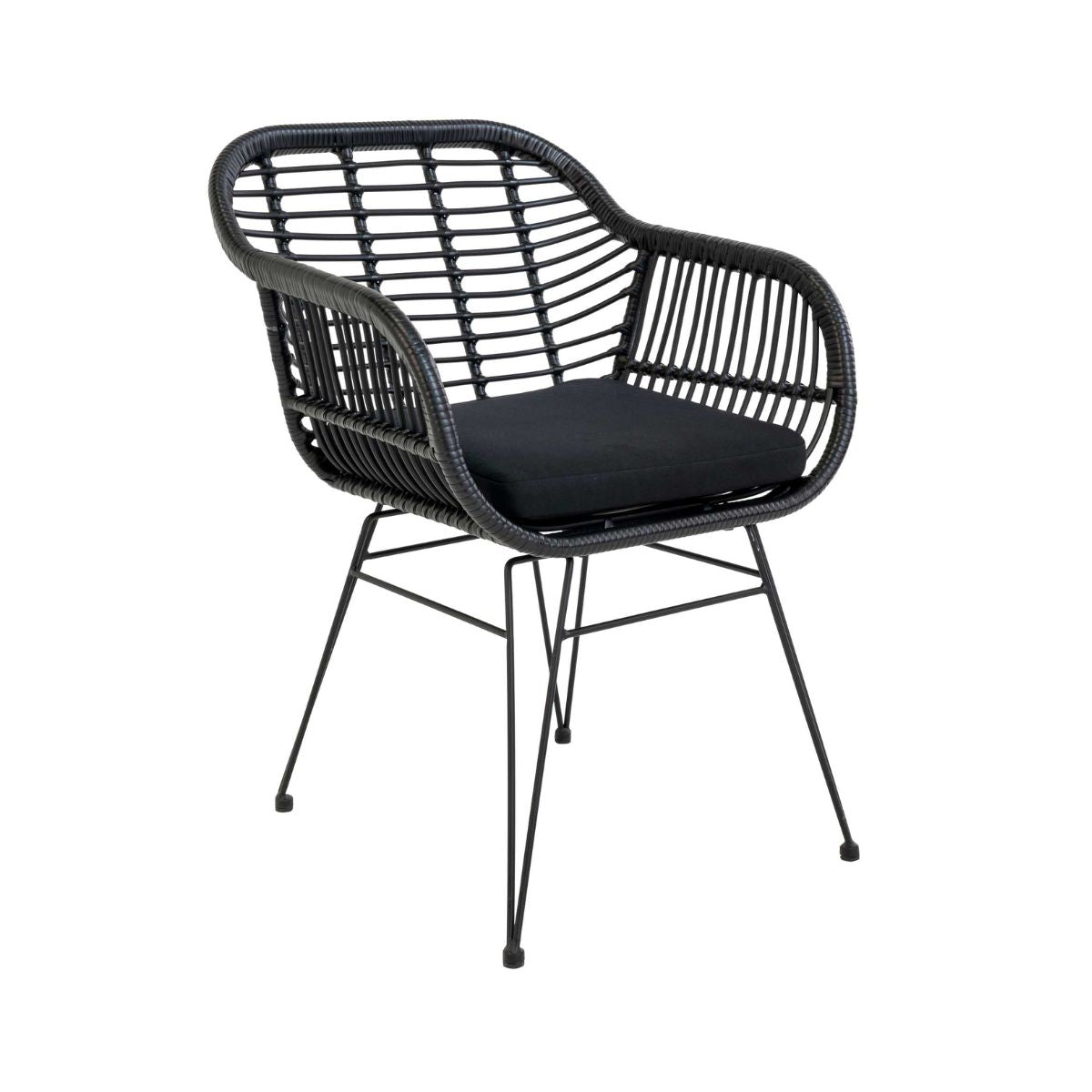 Scaun dining negru/negru din poliratan Trieste House Nordic, 1, hectarul.ro