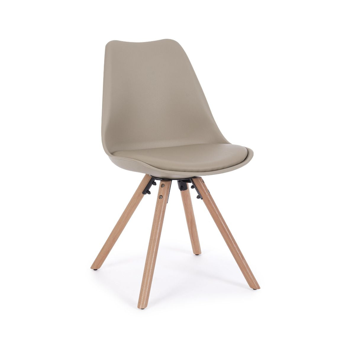 Scaun dining taupe din piele sintetica si lemn New Trend Bizzotto, 1, hectarul.ro