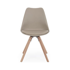Scaun dining taupe din piele sintetica si lemn New Trend Bizzotto