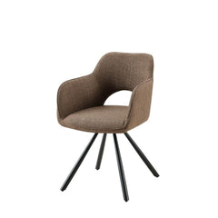 Scaun dining rotativ, taupe, tapiserie textil si cadru metalic, 60x84x61 cm, Aeris