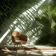 Scaun dining rotativ, taupe, tapiserie textil si cadru metalic, 60x84x61 cm, Aeris