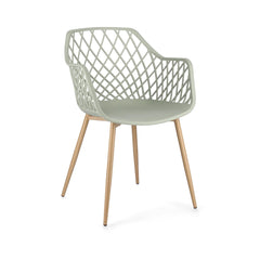 Scaun dining verde fistic din polipropilena si metal Optik Bizzotto