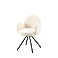 Scaun dining rotativ, crem, tapiserie textil si cadru metalic, 60x84x61 cm Teddy DC71