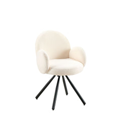 Scaun dining rotativ, crem, tapiserie textil si cadru metalic, 60x84x61 cm Teddy DC71