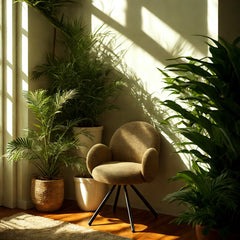 Scaun dining rotativ, verde oliv, tapiserie textil si cadru metalic, 60x84x61 cm Teddy