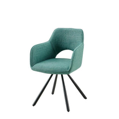 Scaun dining rotativ, verde turcoaz retro, tapiserie textil si cadru metalic, 60x84x61 cm, Aeris