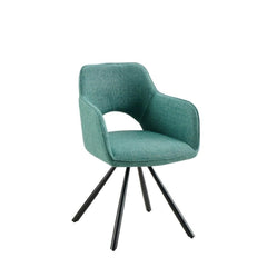 Scaun dining rotativ, verde turcoaz retro, tapiserie textil si cadru metalic, 60x84x61 cm, Aeris