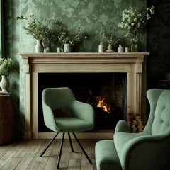 Scaun dining rotativ, verde turcoaz retro, tapiserie textil si cadru metalic, 60x84x61 cm, Aeris