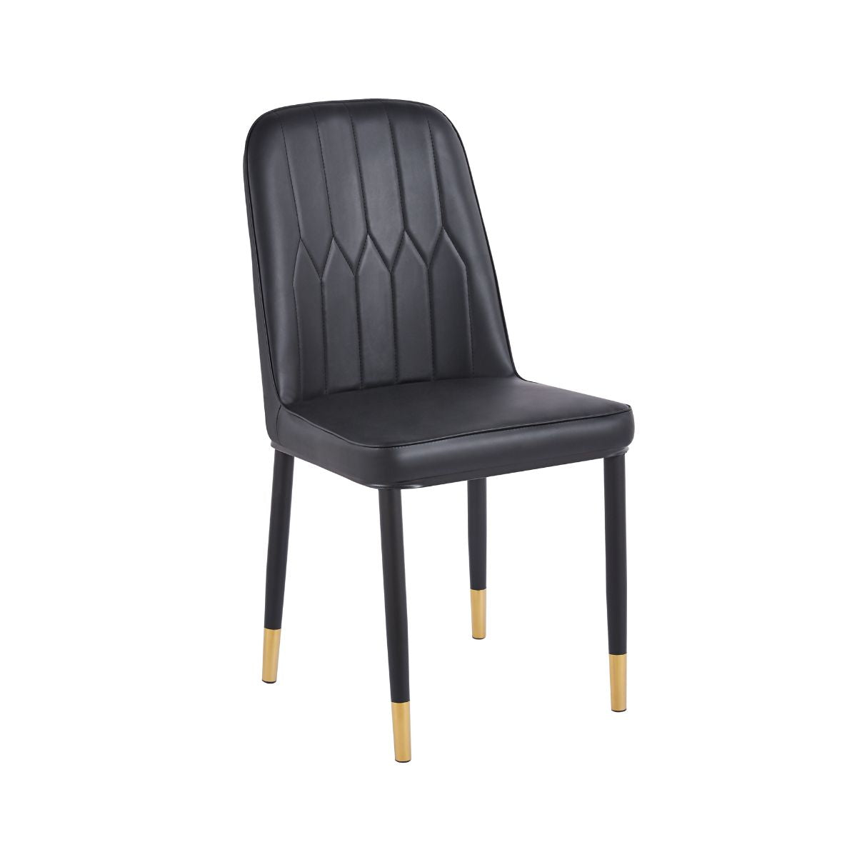 Scaun dininig cu cadru metalic tapitat cu piele artificiala de culoare neagra, 1, hectarul.ro