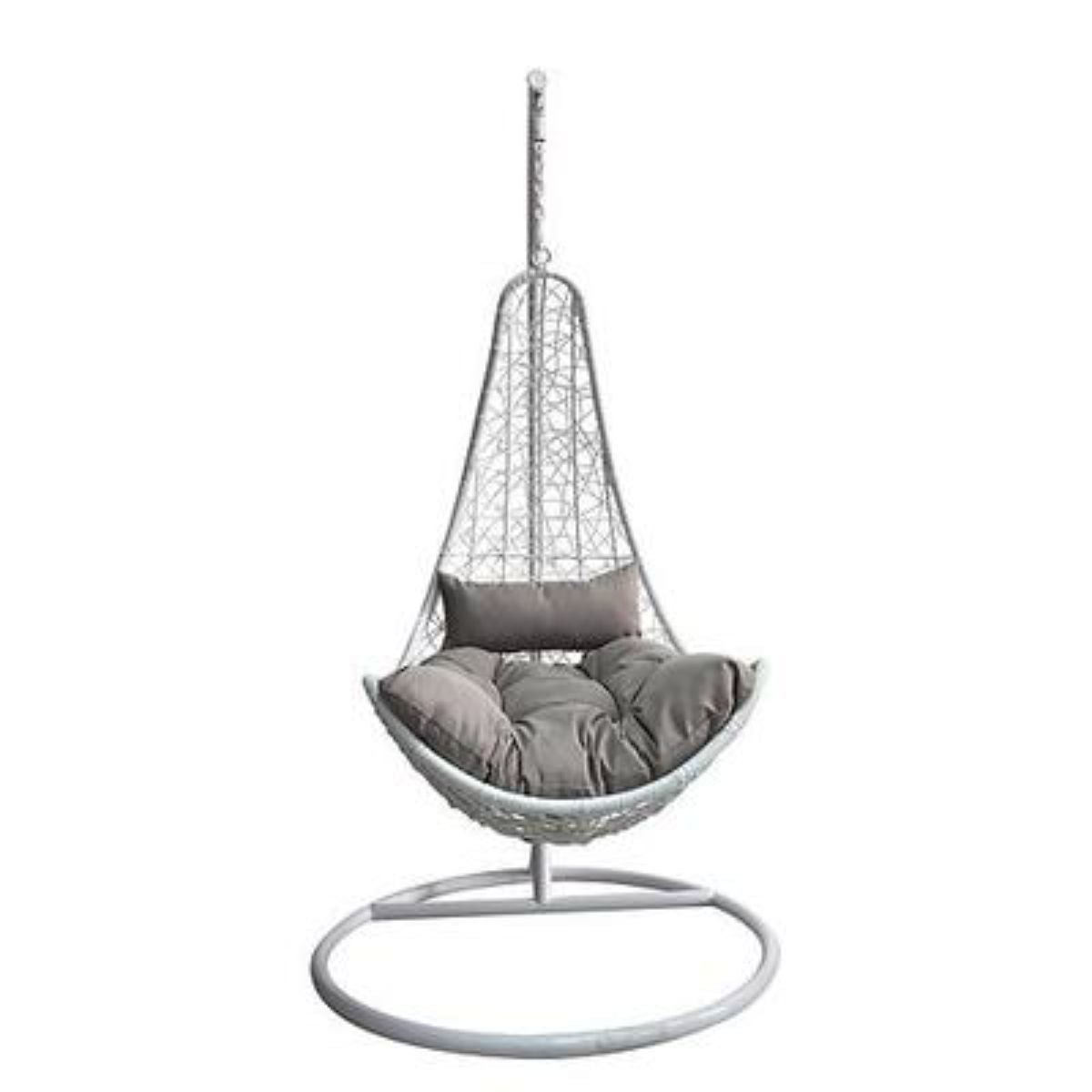 Scaun suspendat, imitatie ratan, tip balansoar, alb/gri, max. 120 kg, Jawa, 1, hectarul.ro