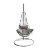 Hectarul - Scaun suspendat, imitatie ratan, tip balansoar, alb/gri, max. 120 kg, Jawa