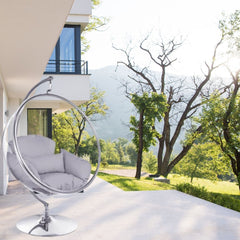 Scaun suspendat din Inox/PP, tip balansoar, perna inclusa, 105x105x65 cm, max. 150 kg, Samsala