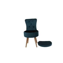 Scaun living, cu spatiu de depozitare, din lemn, cu tapiterie din catifea, 43 x 79 cm, Grunberg TB99 (verde)