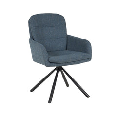 Scaun living rotativ albastru denim din textil si metal Donna