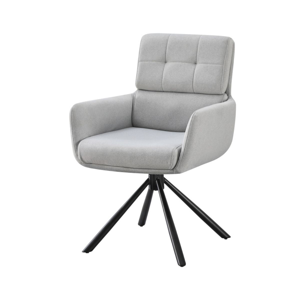 Scaun living rotativ gri deschis din textil si metal Serena, 1, hectarul.ro