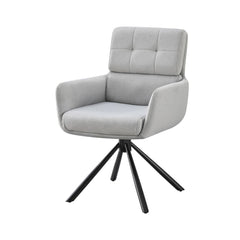 Scaun living rotativ gri deschis din textil si metal Serena