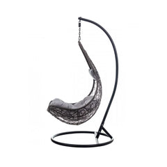 Scaun suspendat din poliratan, tip balansoar, negru, 205 cm, Madera Mirpol