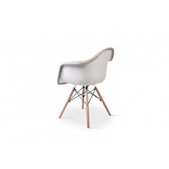 Scaun tapitat cu material textil, cu picioare din lemn si metal, pentru bucatarie / living, 64x45x83cm, Grunberg QZY1005 (bej)