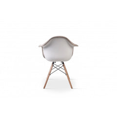 Scaun tapitat cu material textil, cu picioare din lemn si metal, pentru bucatarie / living, 64x45x83cm, Grunberg QZY1005 (bej)