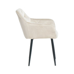Scaun tip fotoliu living/dining, bej, tapiserie catifea, cadru metalic, fix, 62x58x82, Velvet