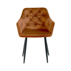 Scaun tip fotoliu living/dining, caramiziu, tapiserie catifea, cadru metalic, fix, 62x58x82, Velvet