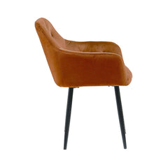 Scaun tip fotoliu living/dining, caramiziu, tapiserie catifea, cadru metalic, fix, 62x58x82, Velvet
