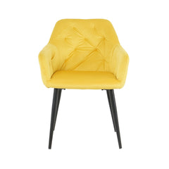 Scaun tip fotoliu living/dining, galben, tapiserie catifea, cadru metalic, fix, 62x58x82, Velvet
