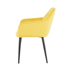 Scaun tip fotoliu living/dining, galben, tapiserie catifea, cadru metalic, fix, 62x58x82, Velvet