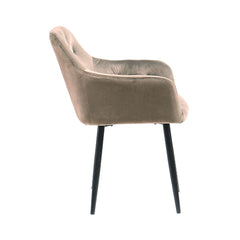 Scaun tip fotoliu living/dining, light mocca, tapiserie catifea, cadru metalic, fix, 62x58x82 Velvet