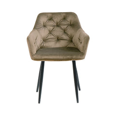 Scaun tip fotoliu living/dining, taupe, tapiserie catifea, cadru metalic, fix, 62x58x82, Velvet