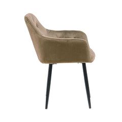 Scaun tip fotoliu living/dining, taupe, tapiserie catifea, cadru metalic, fix, 62x58x82, Velvet