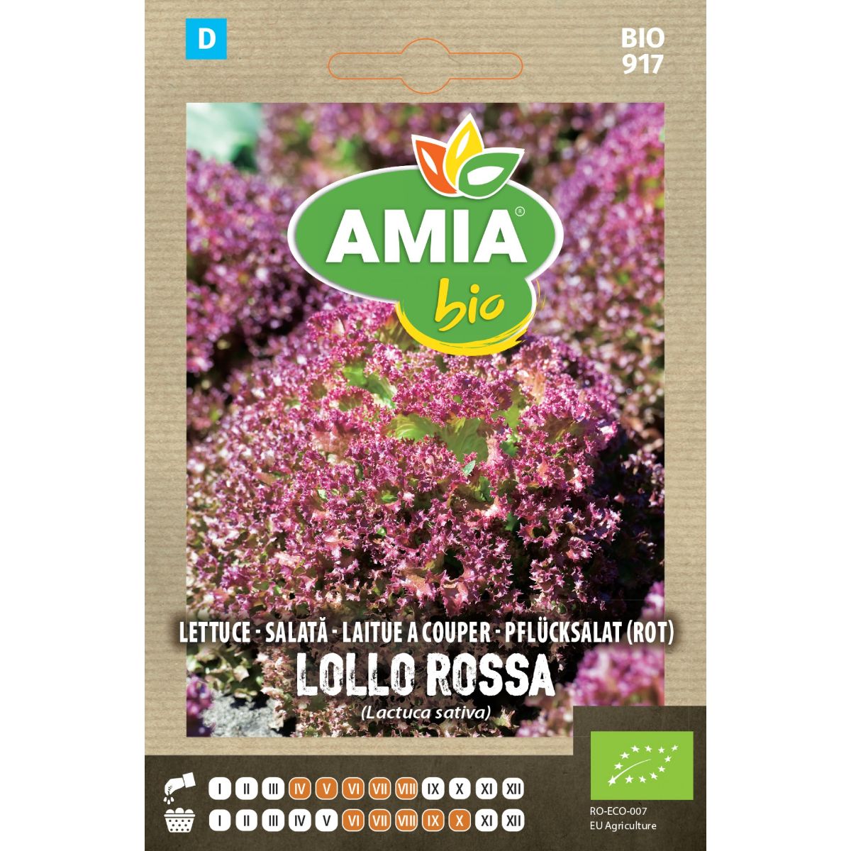 Seminte Salata Lollo Rossa BIO AMIA 0.7gr, 1, hectarul.ro